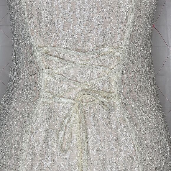 Sarah Richards Cream Sheer Lace Sheath Maxi Dress Size 3 / 4 Romantic Timeless - Picture 5 of 8